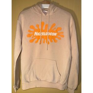 Nickelodeon Orange Splat Hoodie 90s Cartoons Characters‎ Tan Pullover